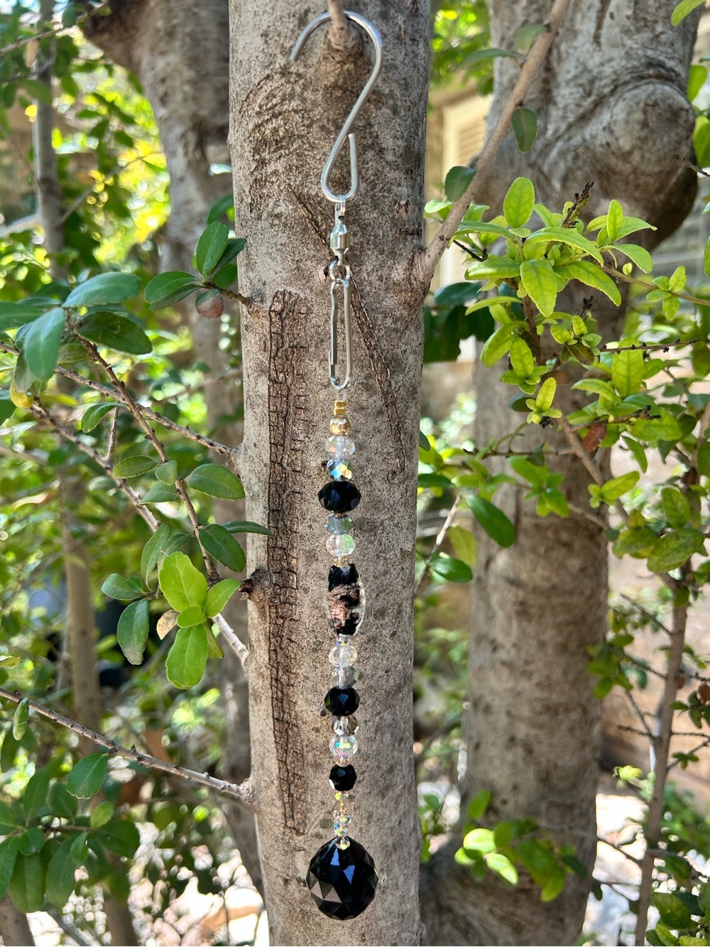 9.5β black sparkly prism crystal beaded small suncatcher sun charm decor